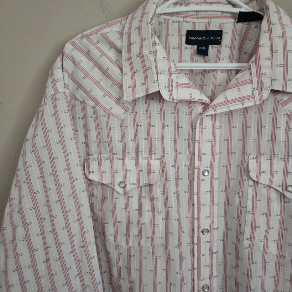 5 for $25 Panhandle Slim Pearl Snap Men's Red Striped Shirt XXL
